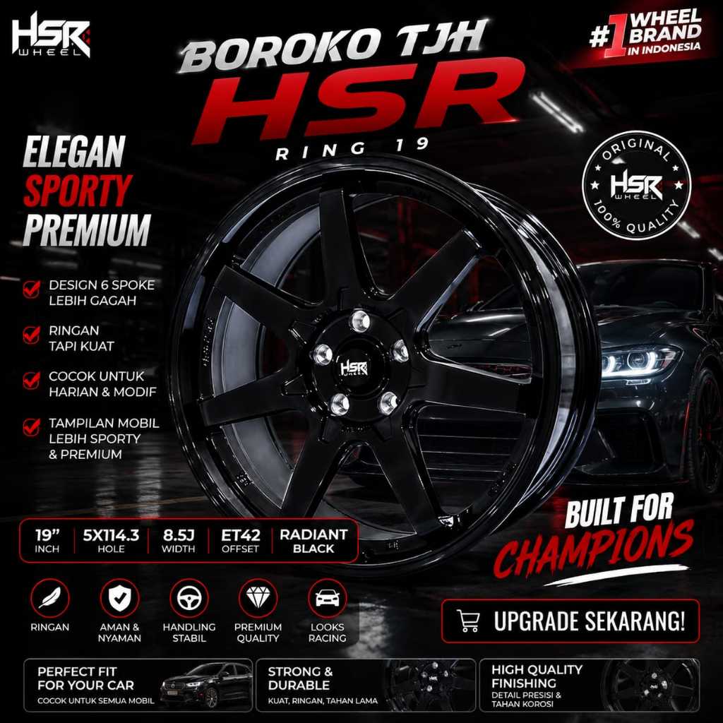 Hsr boroko tjh ring 19 lebar 8.5 lubang 5X114,3 et42 radiant black