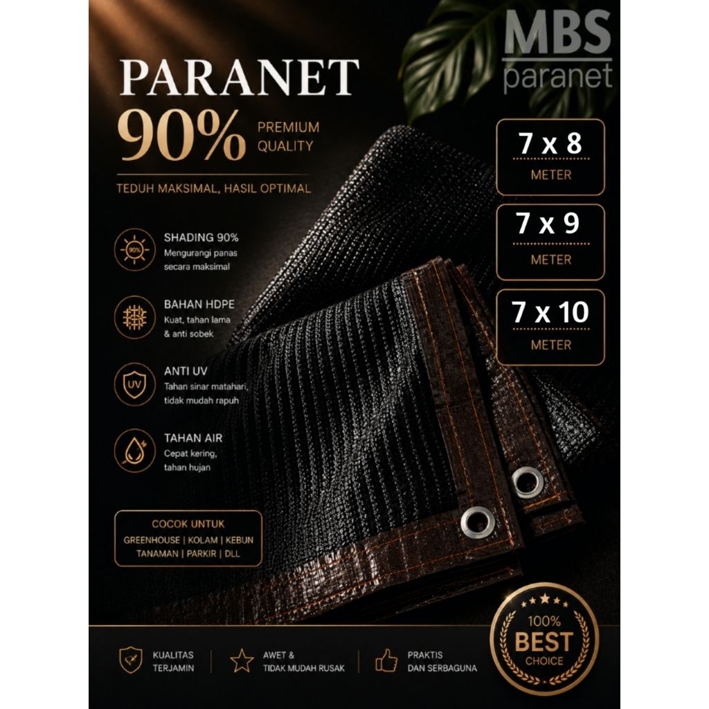 PARANET HDPE 90% ANTI UV DAN HUJAN LEBAR 7 METER