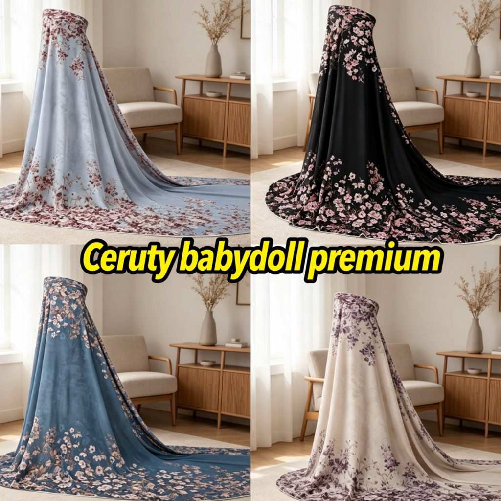 kain meteran ceruty babydoll motif kualitas premium bahan gamis hijab syari