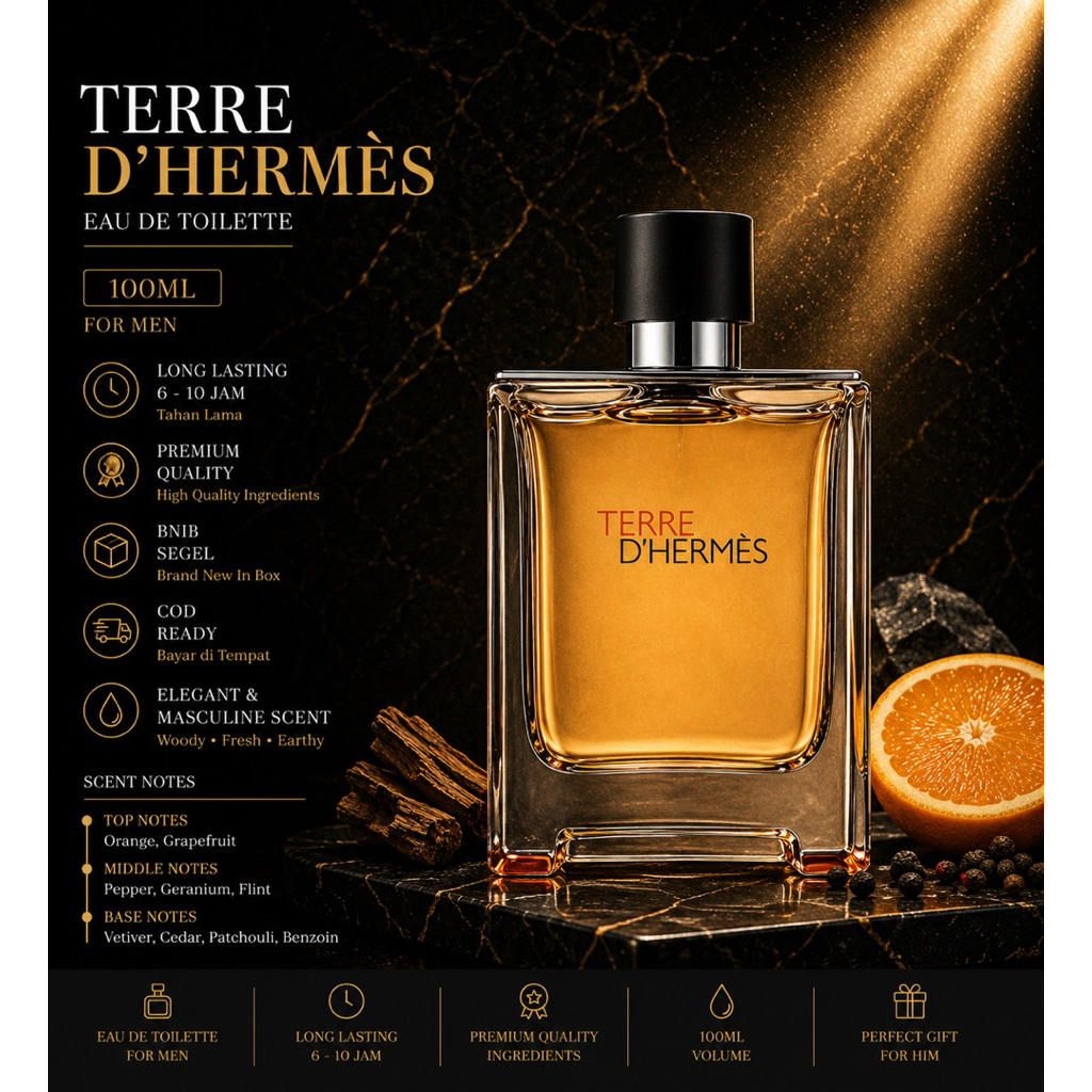 Terre Hermes 100ML EDT Pria | Parfum Original Segel Tahan Lama