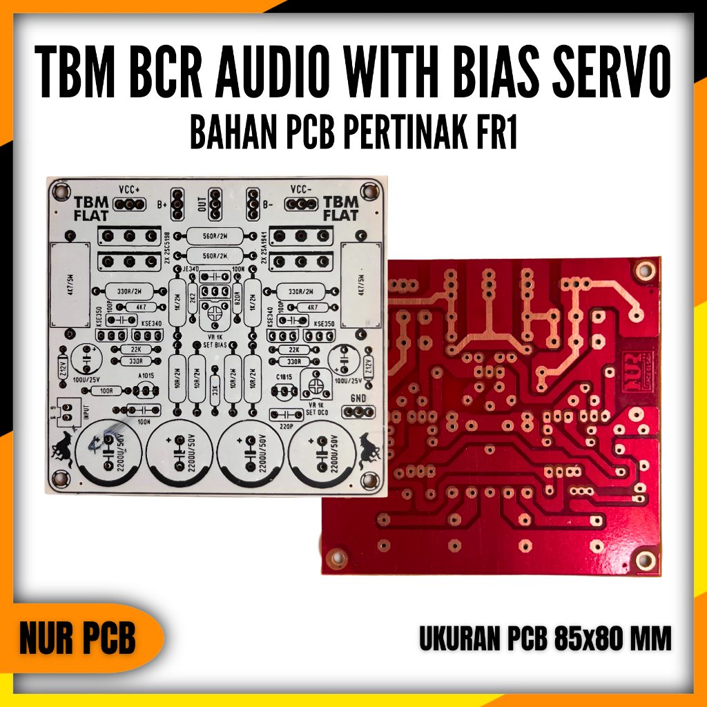 PCB Driver Power Amplifier TBM BCR Audio 32-90VAC 4-8 Ohm 8.5x8cm Pertinak FR1 PA-029