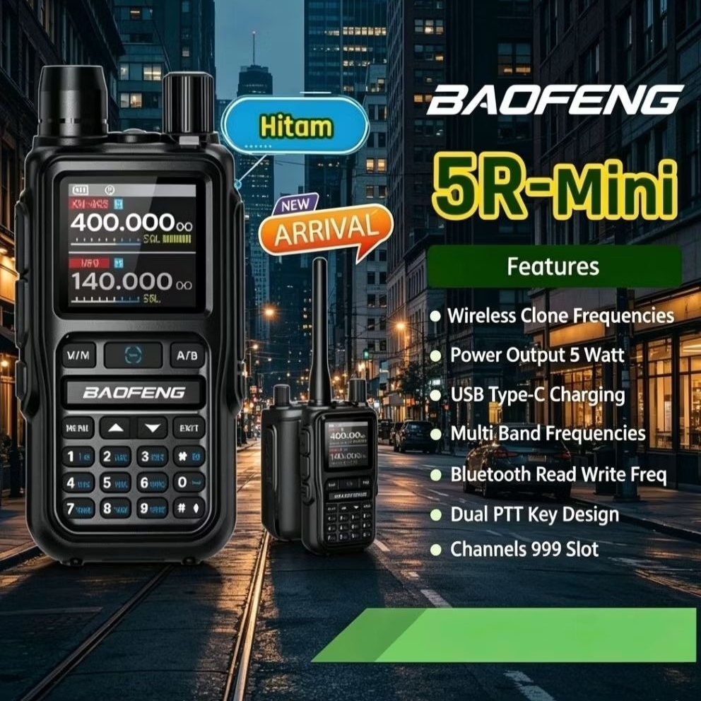 BAOFENG UV-5R mini MULTIBAND UHF-VHF-AM Airband Type C "HT KECIL DGN KEMAMPUAN BESAR"