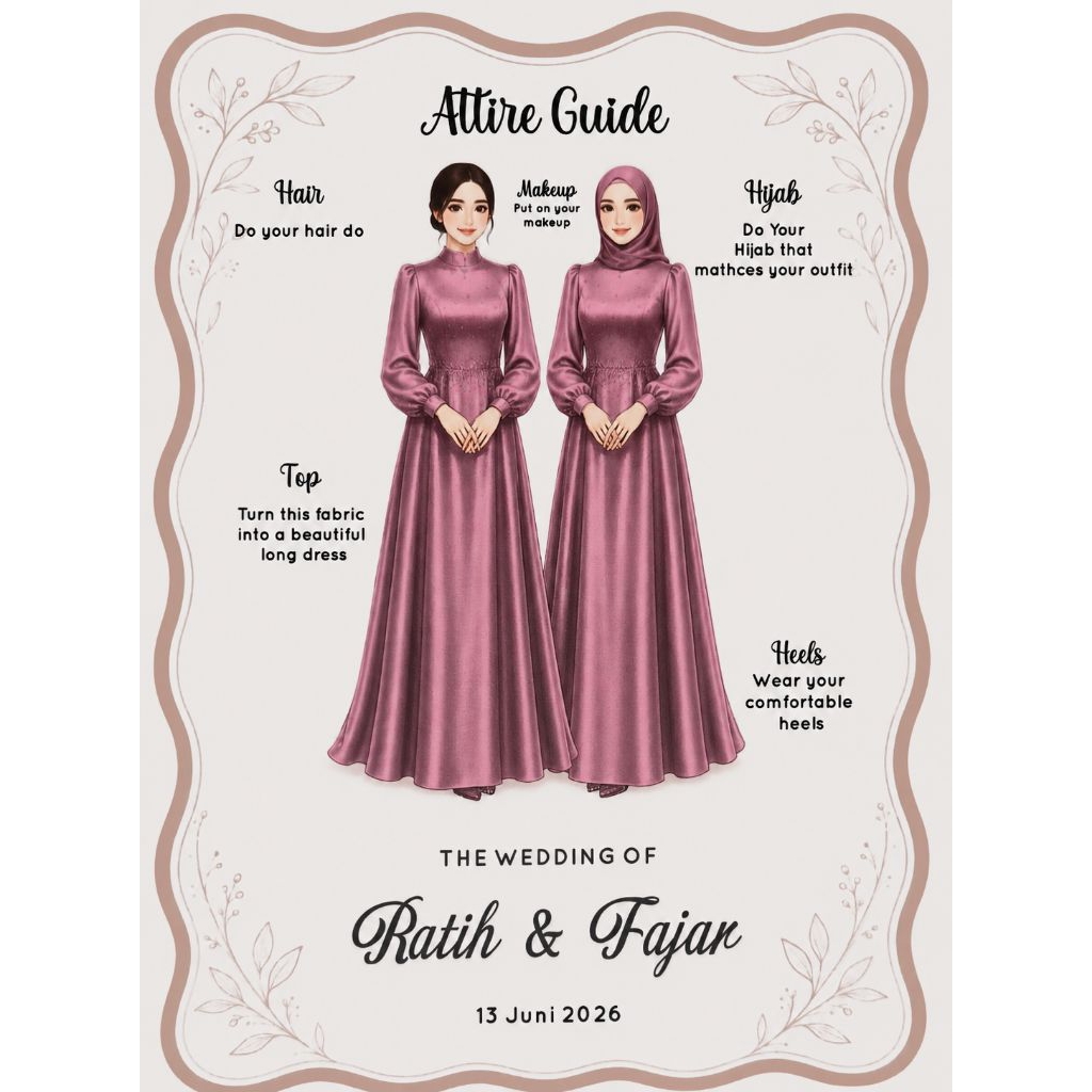 Kartu Bridesmaid Aesthetic Premium + Attire Guide Wedding Custom
