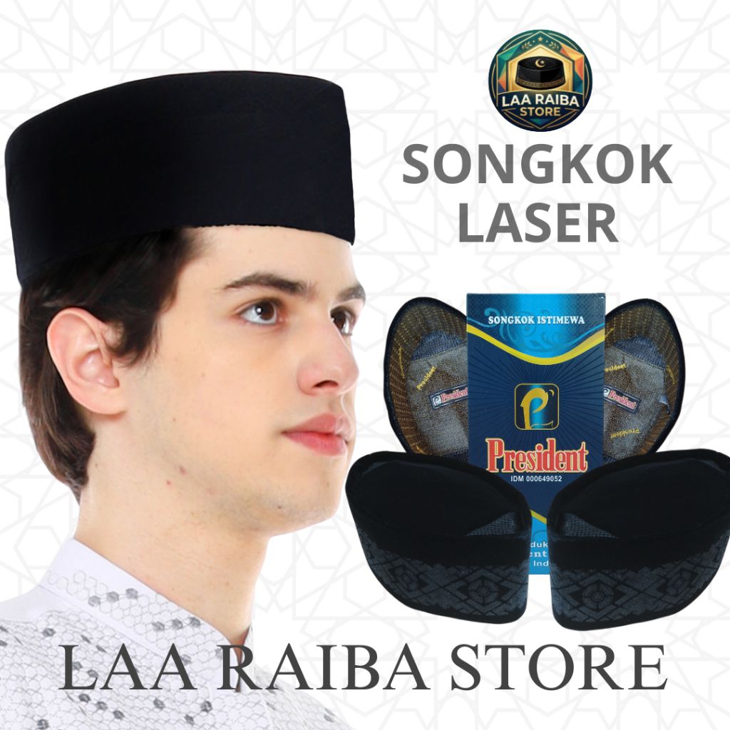 Songkok Hitam Laser Profil President Peci Hitam Premium Kopiah Hitam Nasional