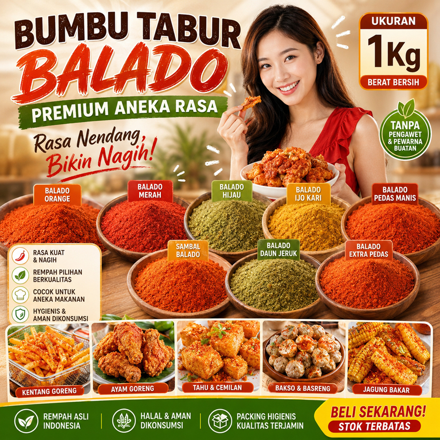 Bumbu Tabur Balado 1 Kg Aneka Rasa Balado Daun Jeruk Ijo Kari Mamaqu Pedas Manis Omaemi Shihlin