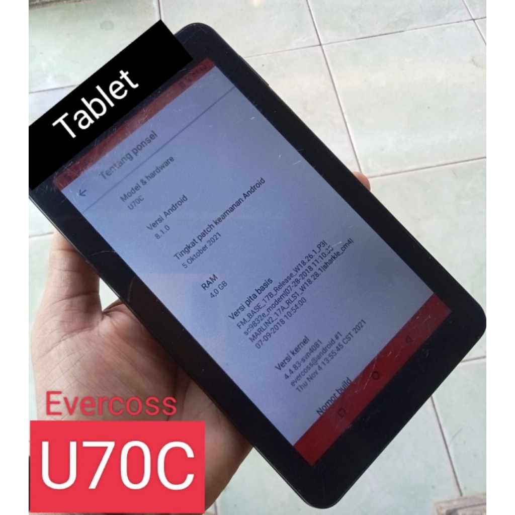 Tablet  Evercoss BRAVO  ram 4 second jaringn 4G  siap pakai