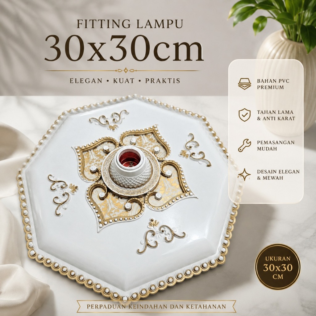 Fiting Lampu Ornamen 30x30 / Fitting Lampu Ornamen Plafon PVC