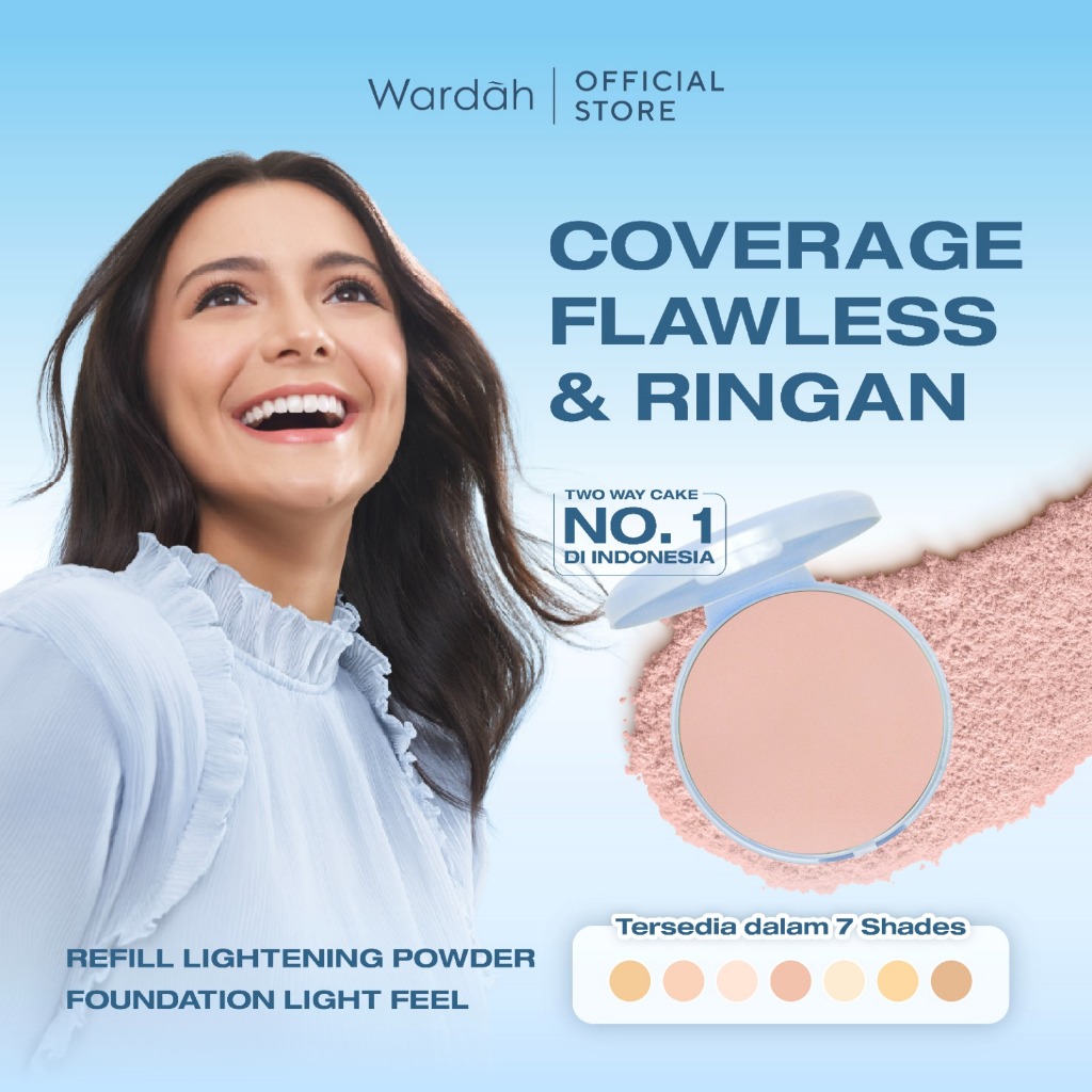 HEMAT WARDAH Refill TWC Lightening Powder Foundation Light Feel 12g Two Way Cake Bedak Padat Ringan 
