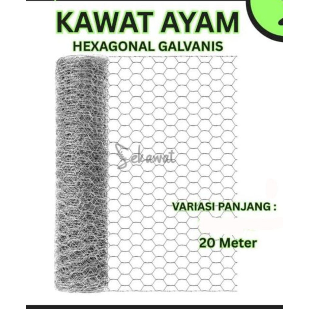 Jaring Kawat Ram Loket Pagar Kandang Kurungan Ayam Kelinci Galvanis Tebal Anti Karat Hexagonal 1 Rol