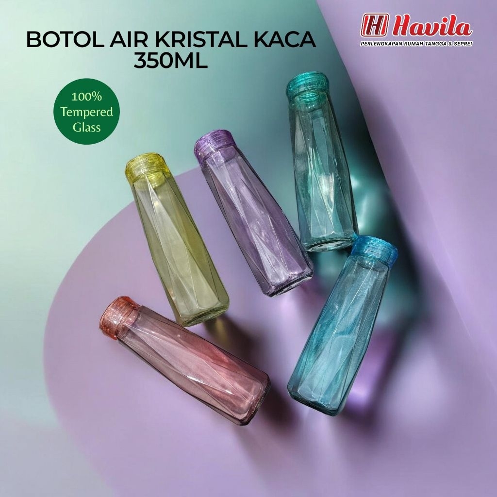 Botol Air Kristal Kaca 350ML Tempered Glass