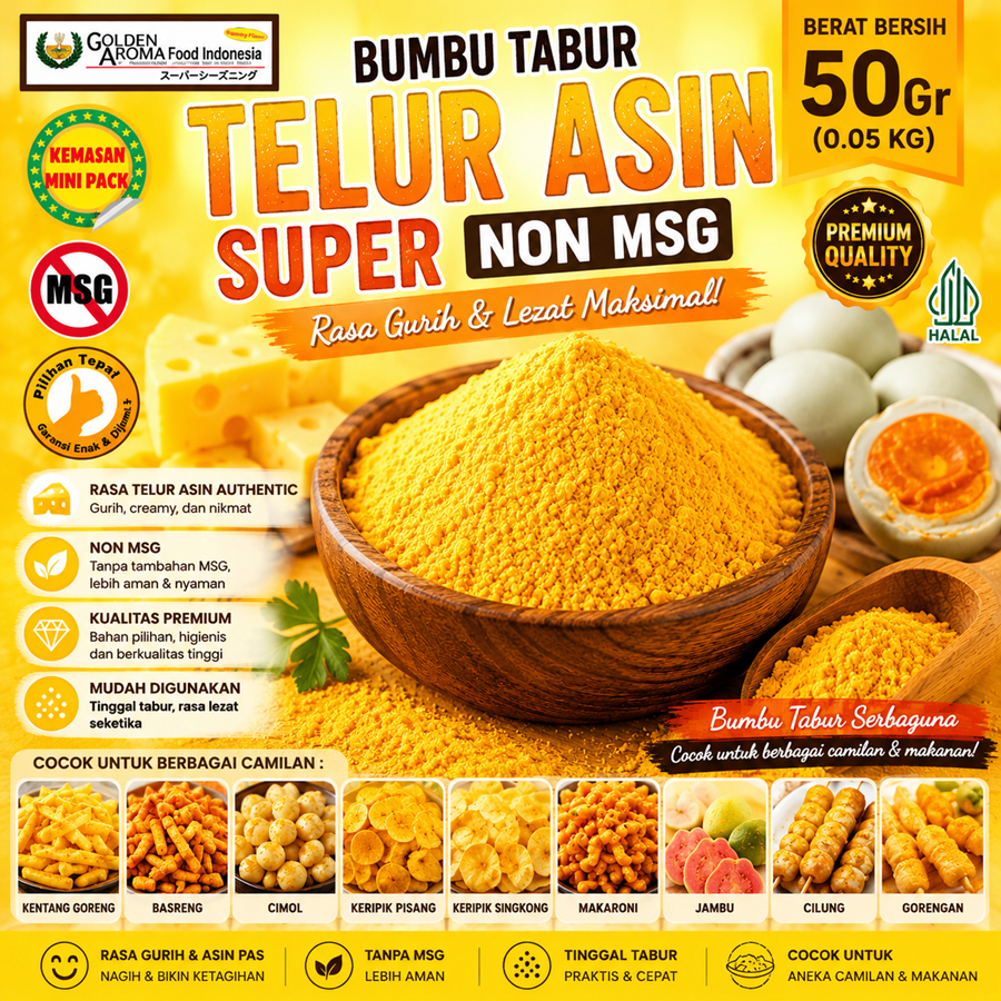 Bumbu Tabur Rasa Telur Asin Super Non MSG 50Gr Bubuk Tabur Telur Asin Super Non MSG Powder Aneka Asi