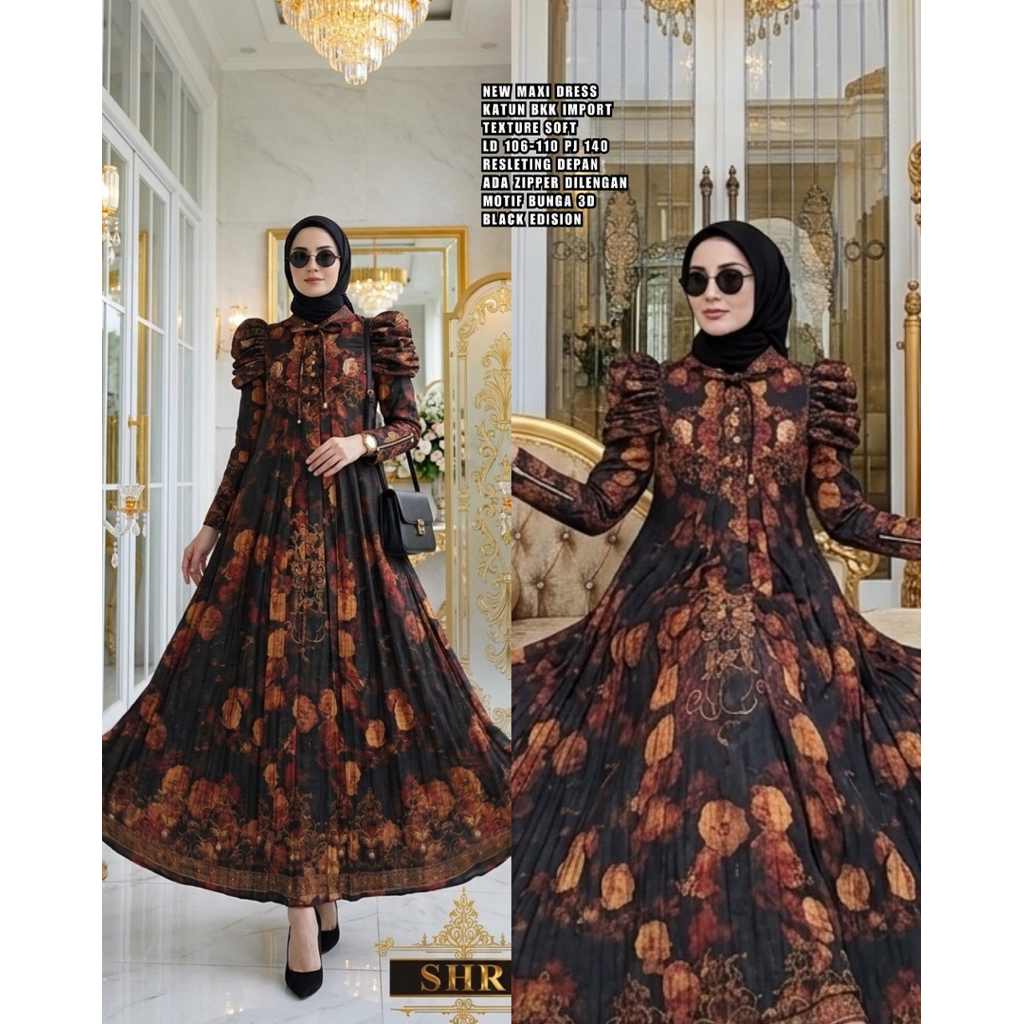 “BY SHR ORI TERBARU” READY MAXI DRESS PRINCESS KANJENG RATU KATUN FLOWERS BY SHR ORI