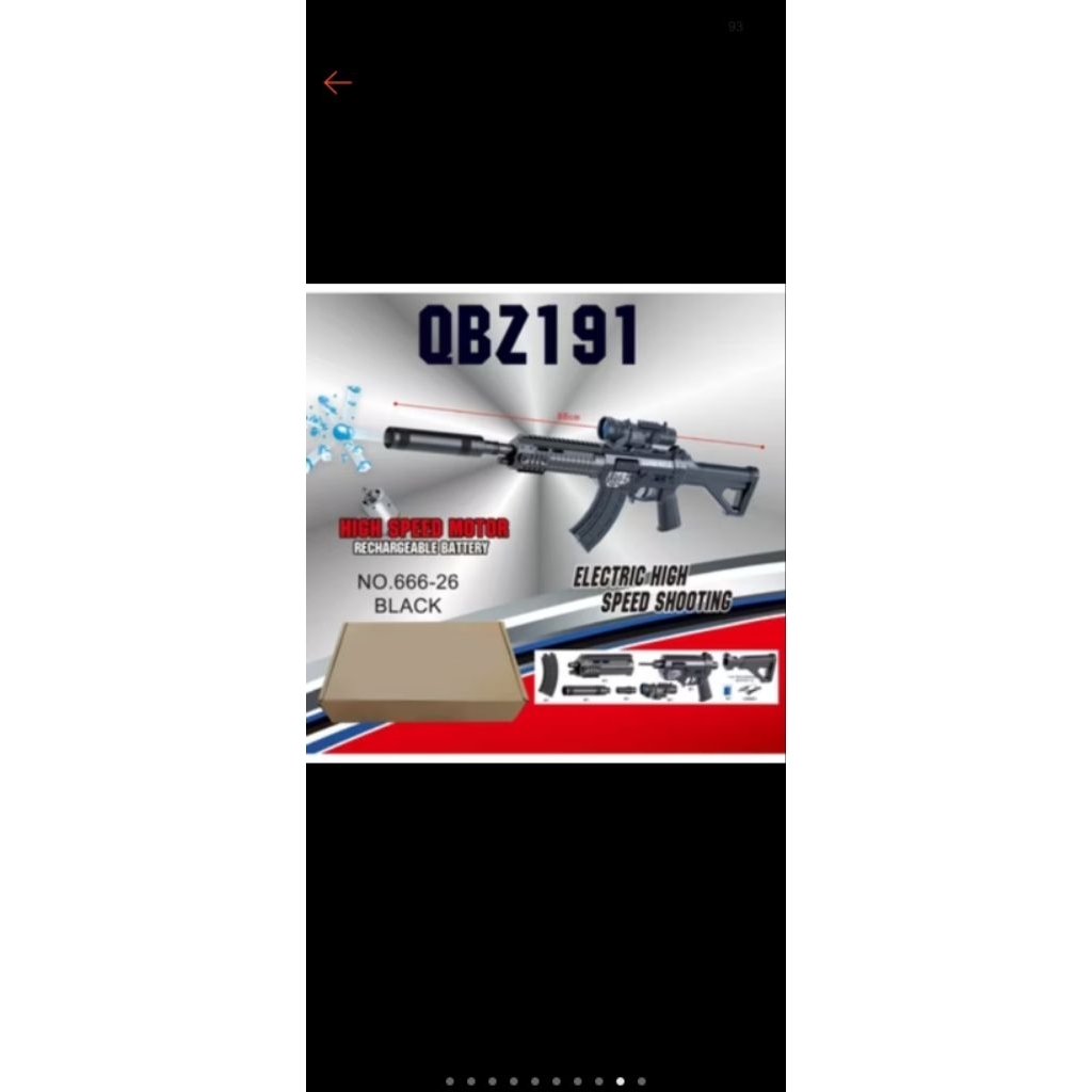 Pistol Tembak Listrik RamboZ QBZ191 Hitam