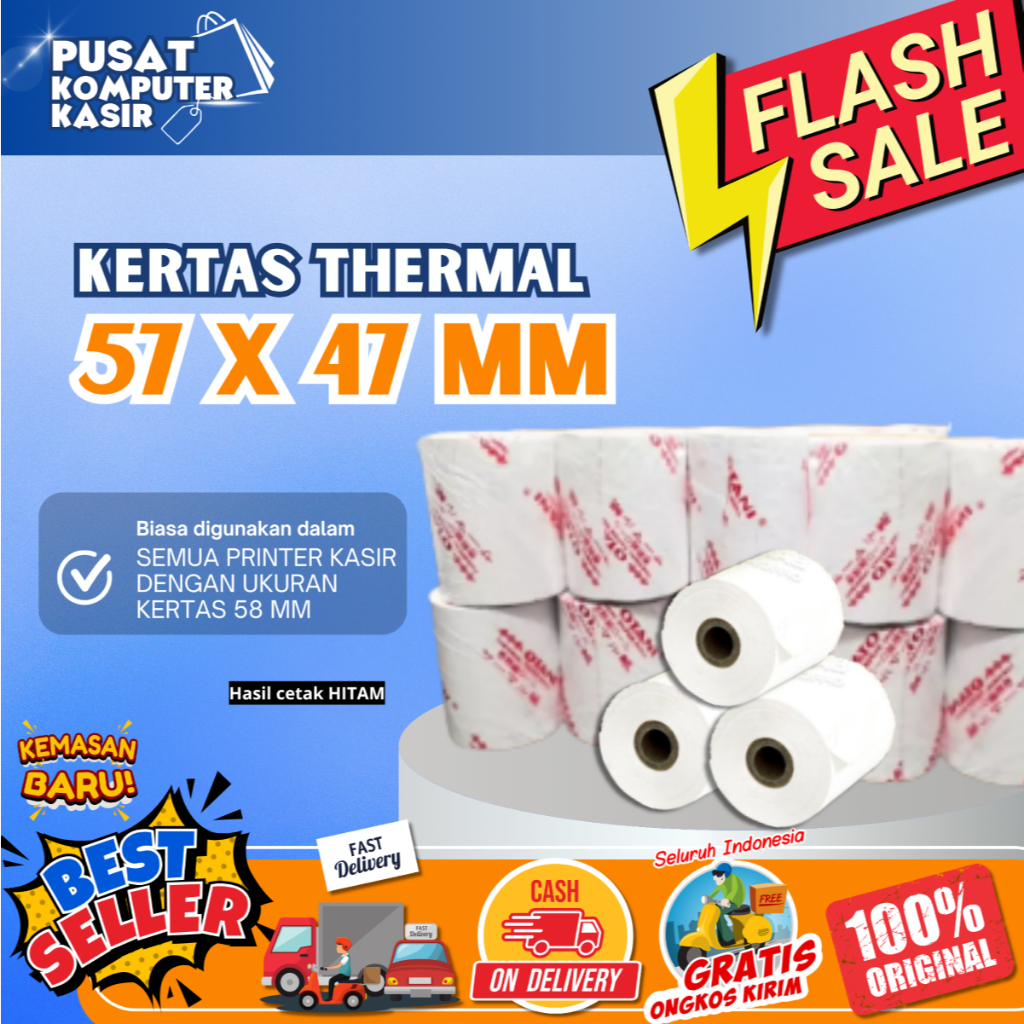 Otani Thermal Paper | Kertas Struk Thermal Ukuran 57 x 47 mm | Coreless EDC BRI BNI Mandiri Printer 