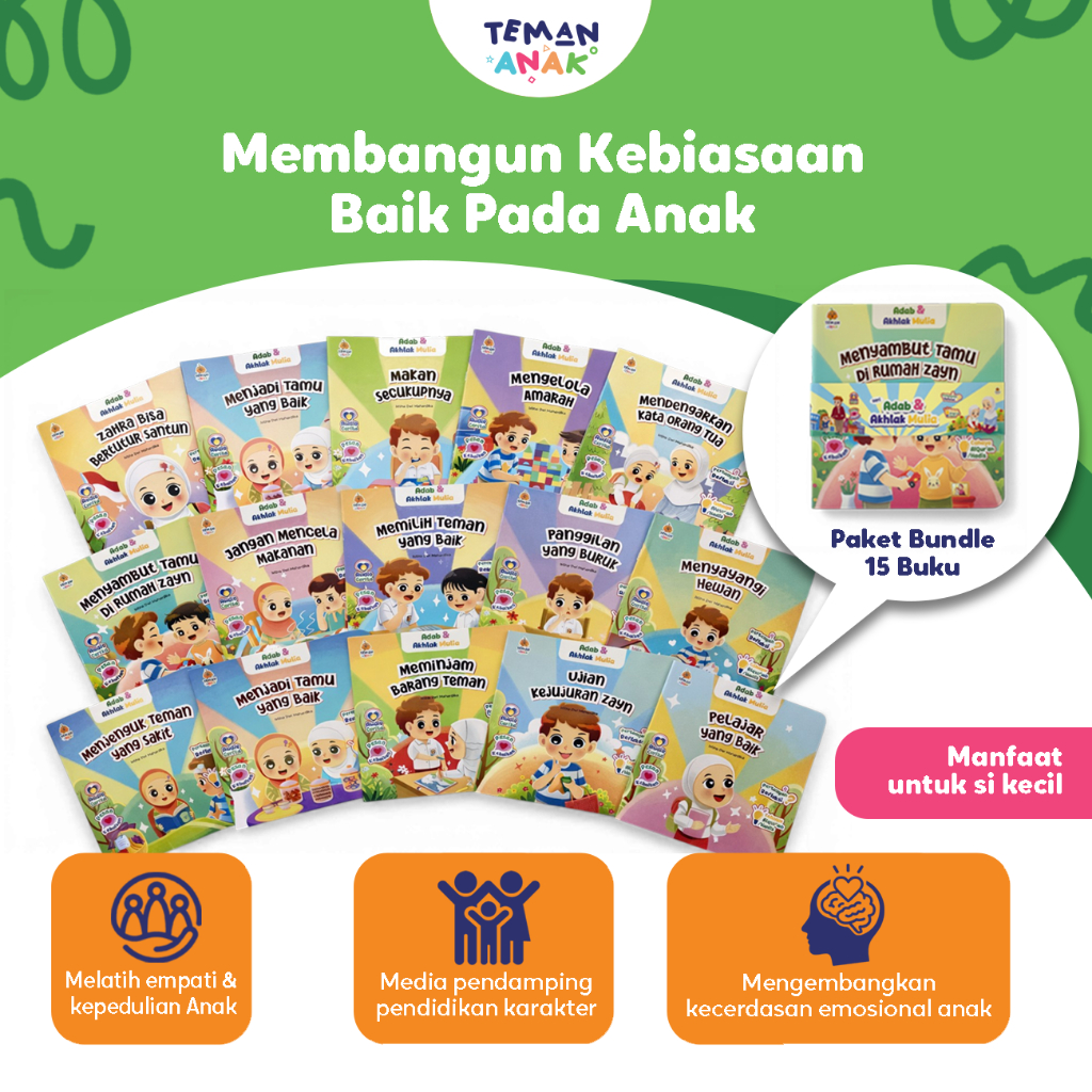 Teman Anak - Buku Cerita Islami Full Color Pengantar Tidur | Belajar Adab & Akhlak Muslim Sehari-har