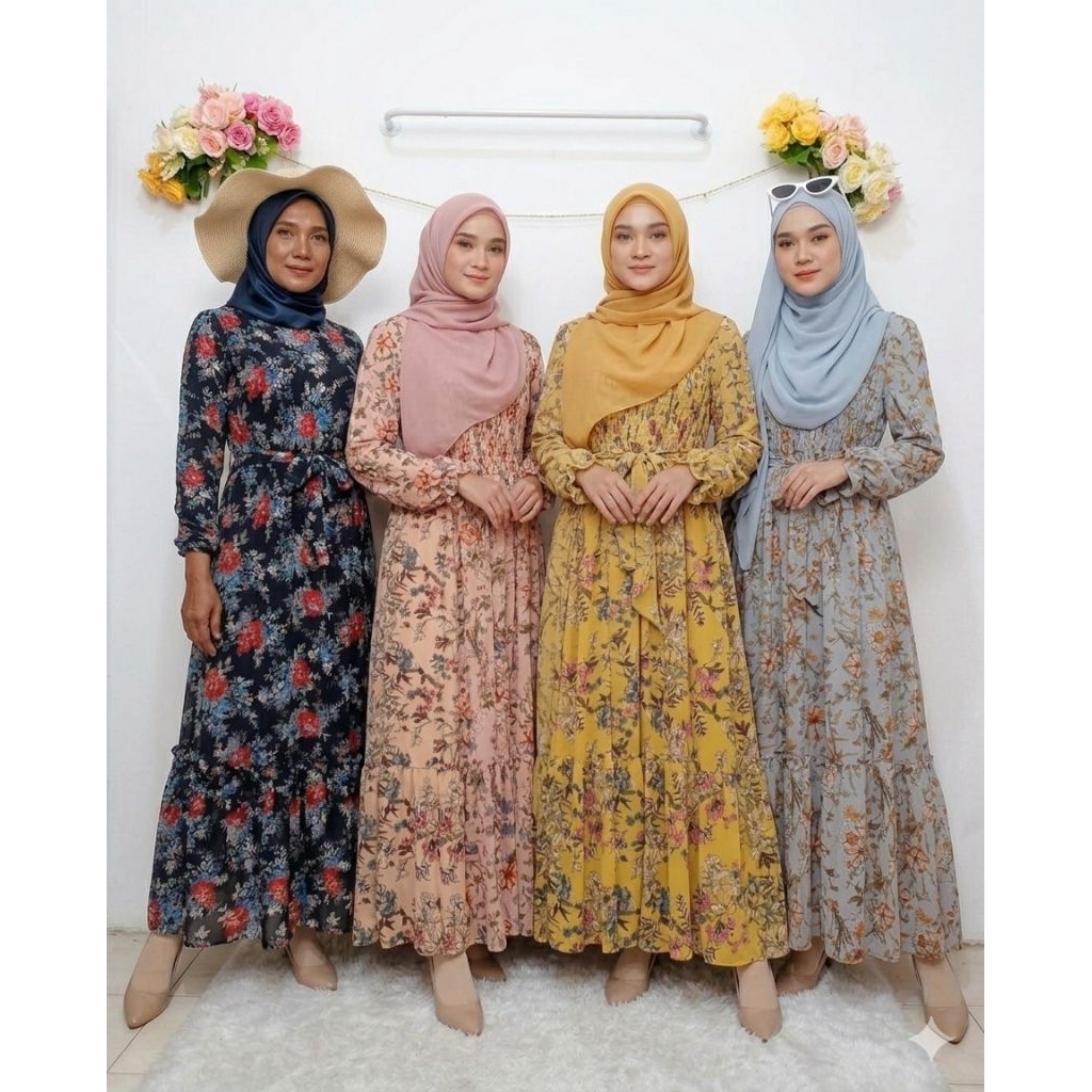 Maxi yuna gamis flower ceruty premium 1642-E