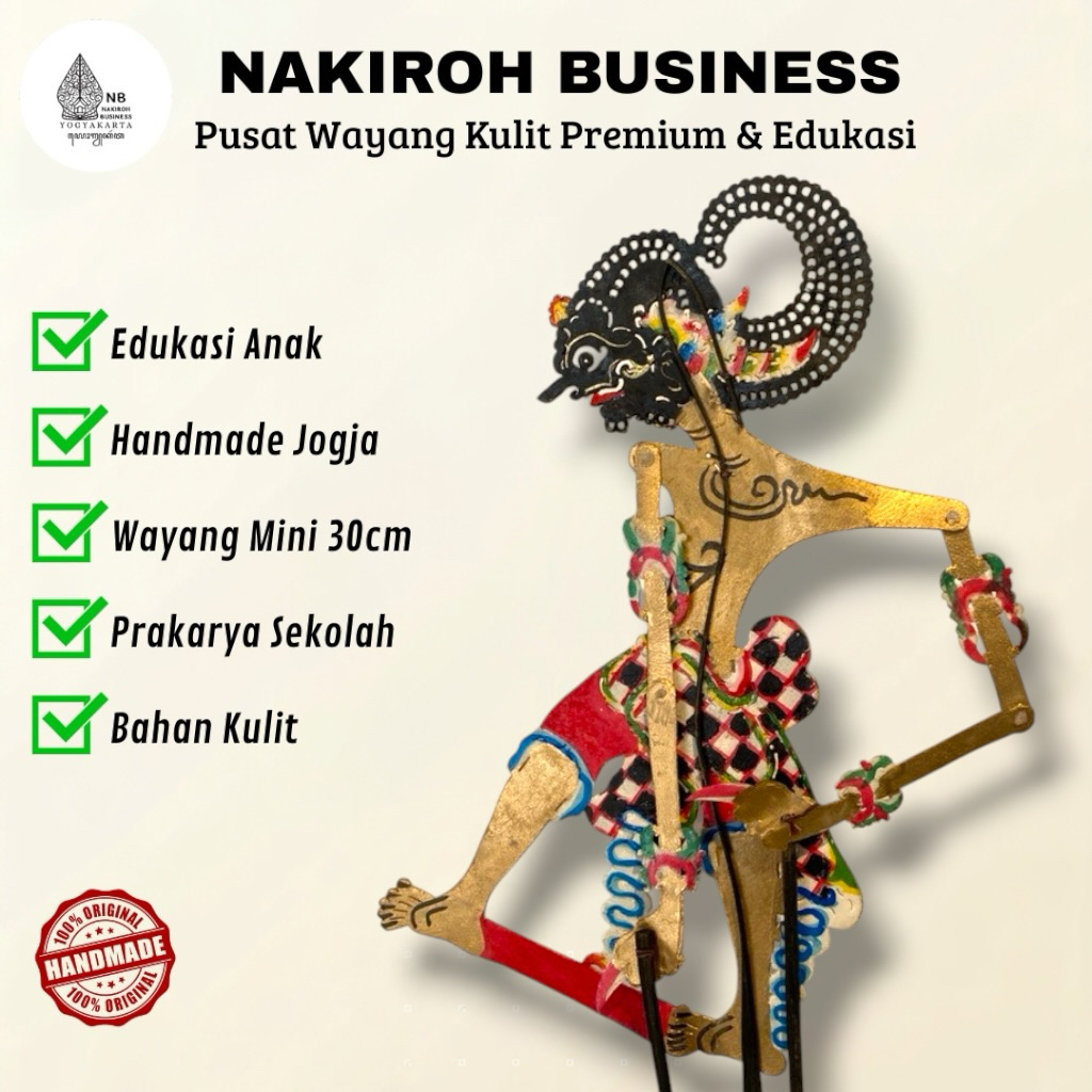 NAKIROHBUSINESS WAYANG BIMA WERKUDARA WAYANG KULIT ASLI -+ 45CM