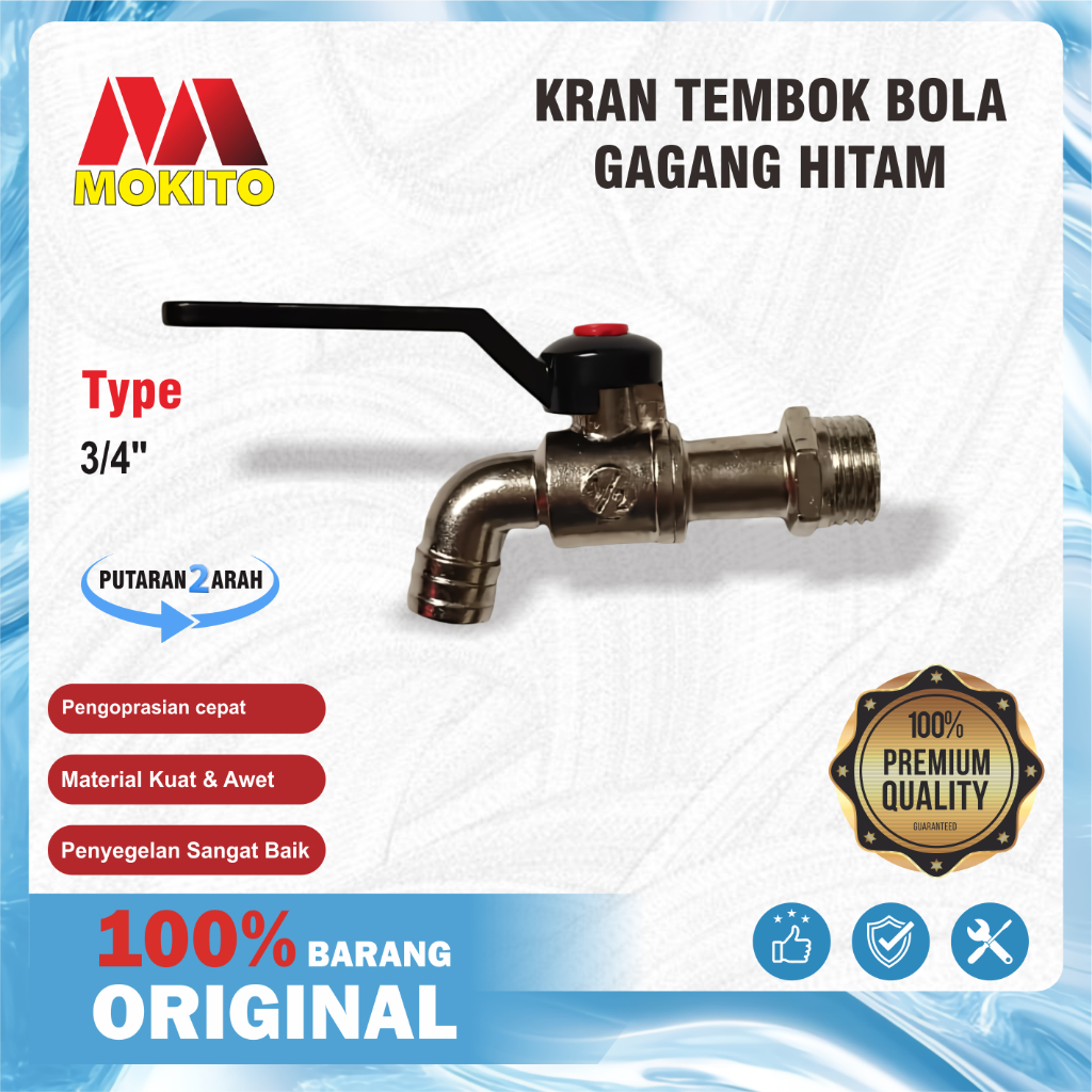 KRAN AIR GAGANG HITAM / KRAN AIR BOLA 2 ARAH  ¾ MOKITO