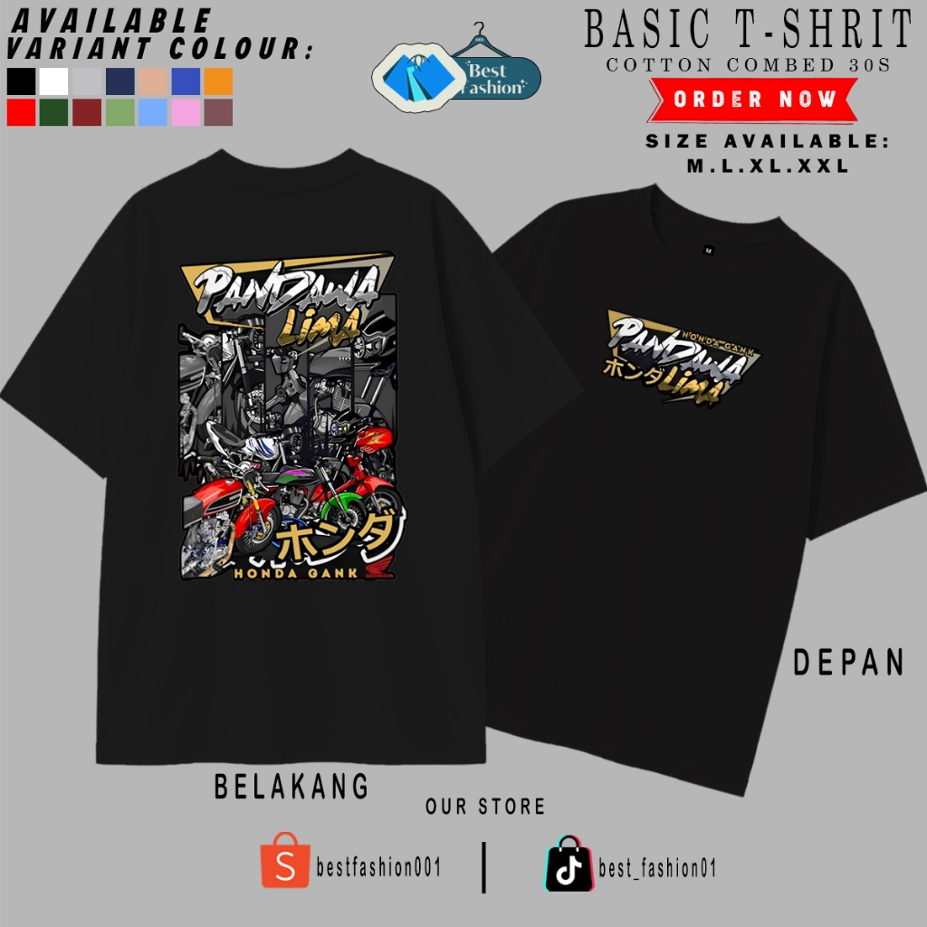 Kaos Pria Honda Gank Pandawa 5 Lima Herex Jatim Cb Gl Mp Megapro Gl100 C70 Pitung Distro Original Mu