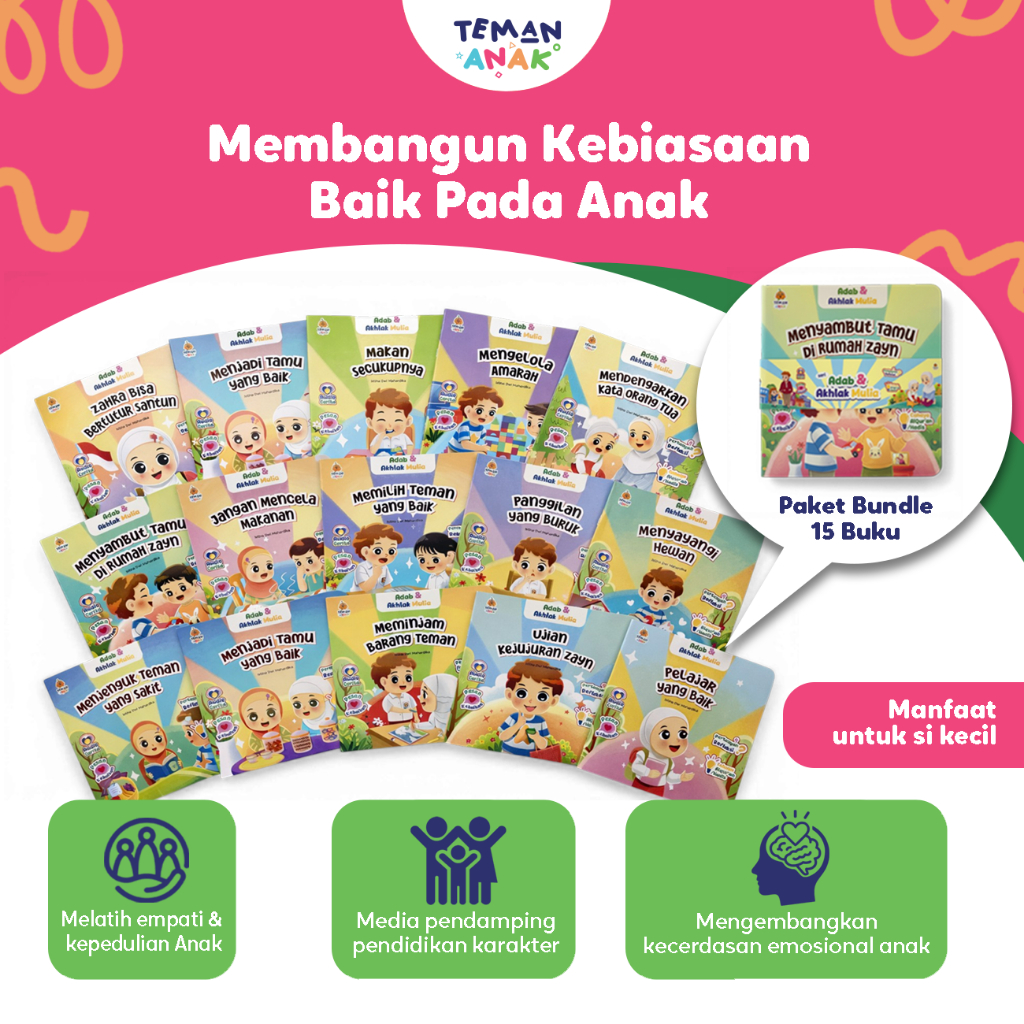 Teman Anak - Buku Cerita Islami Full Color tentang Adab Harian Muslim | Edukasi Akhlak untuk Anak Sh