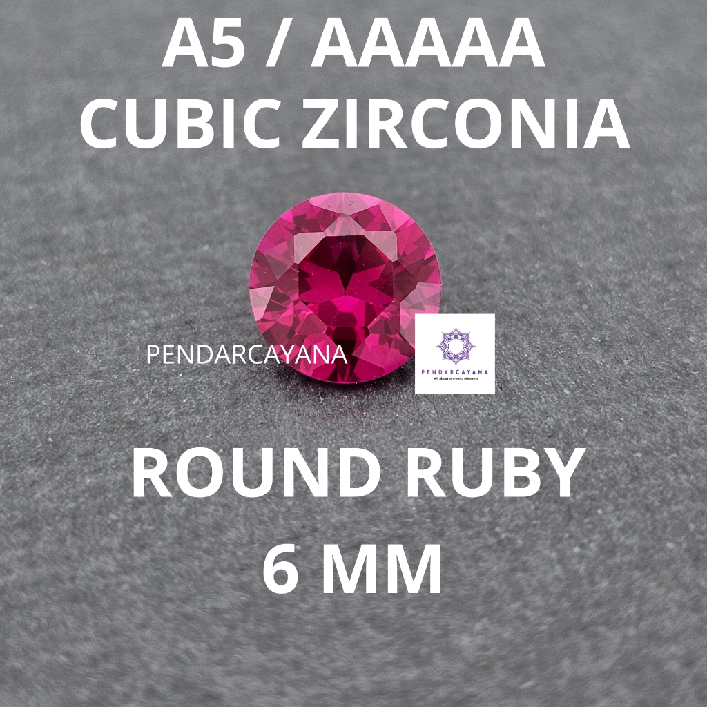 CUBIC ZIRCONIA A5 / AAAAA 6 MM ROUND RUBY / 1 PCS