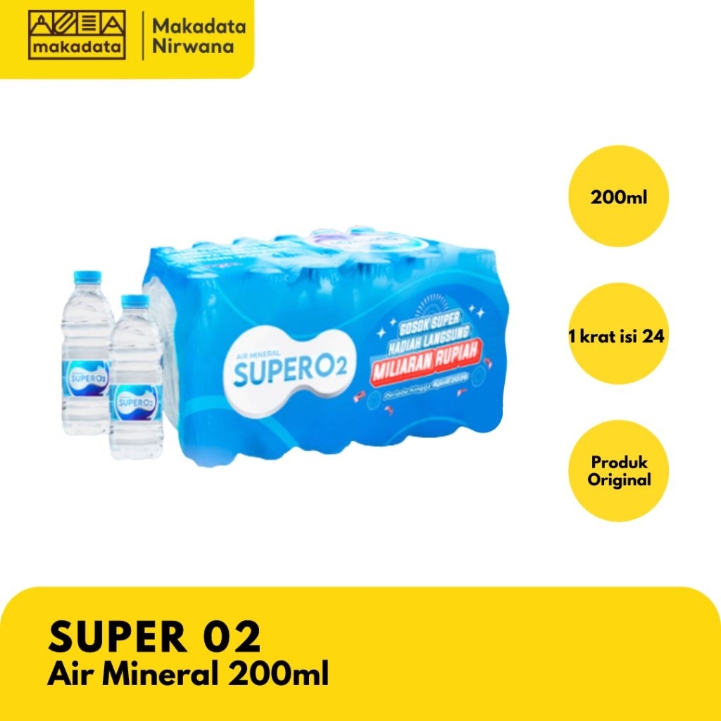 air minum super O2 200 ml 1 krat isi 24 botol
