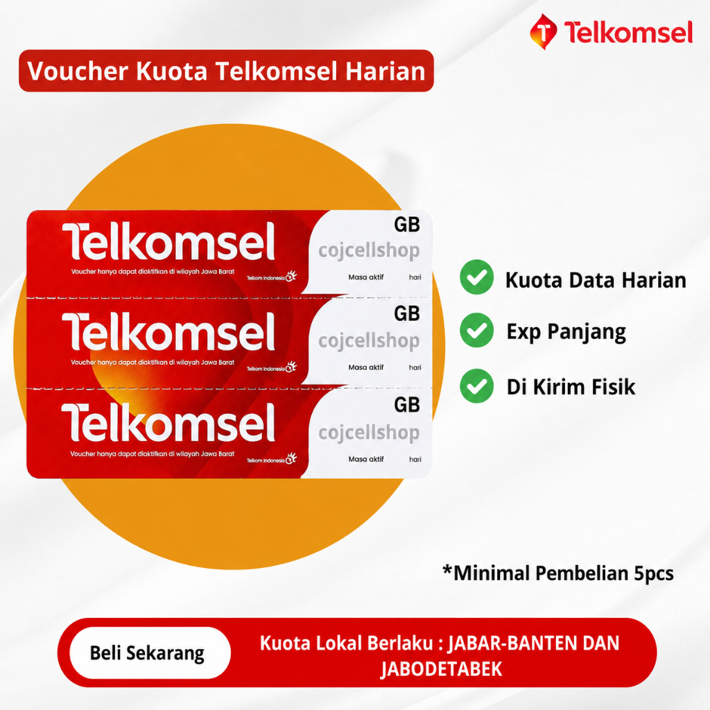 Voucher Kuota Telkomsel HARIAN ZONA JABAR & JABODETABEK Grosiran - Voucher Kuota Data Telkomsel Hari