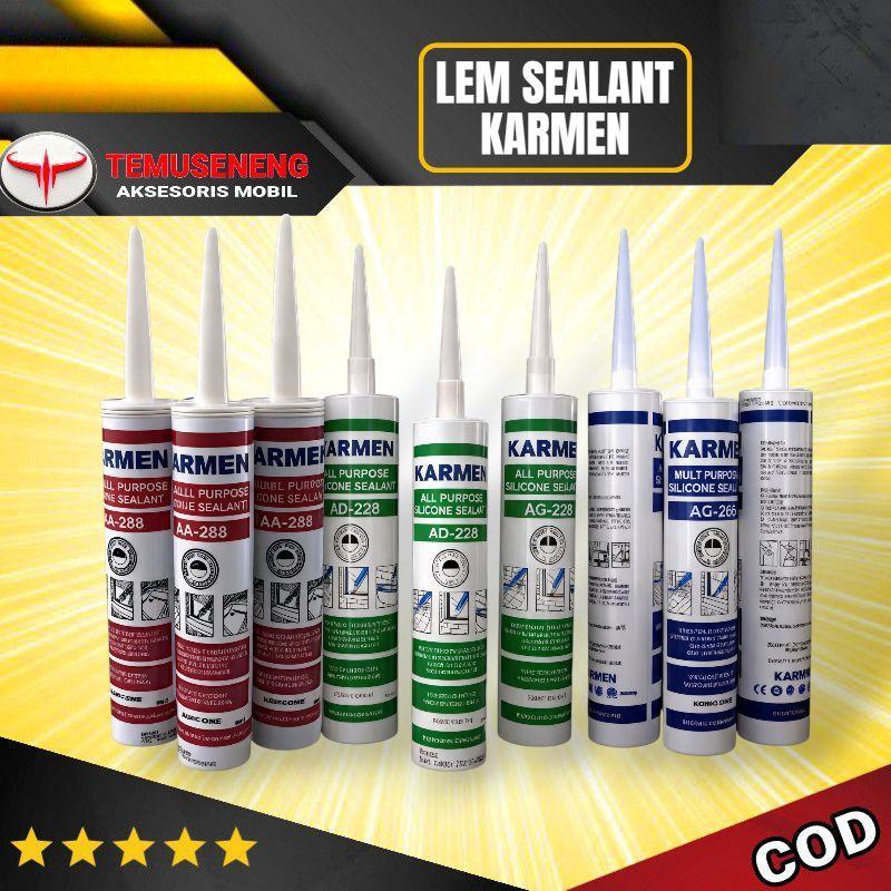 Karmen Lem Sealant Netral Tabung 300ML Clear White Black Karmen Bening Hitam Putih Lem Kaca Lem Kera