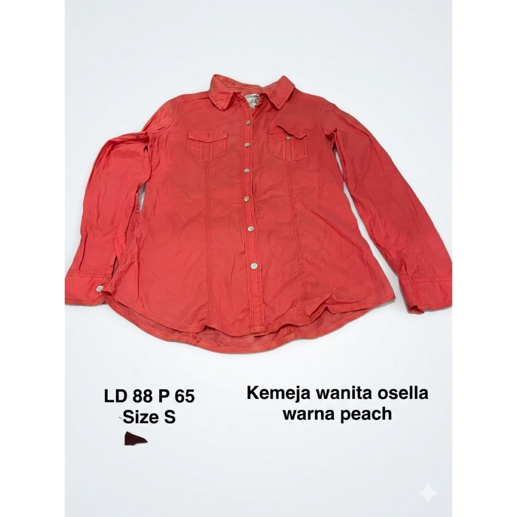kemeja wanita preloved brand osella warna peach