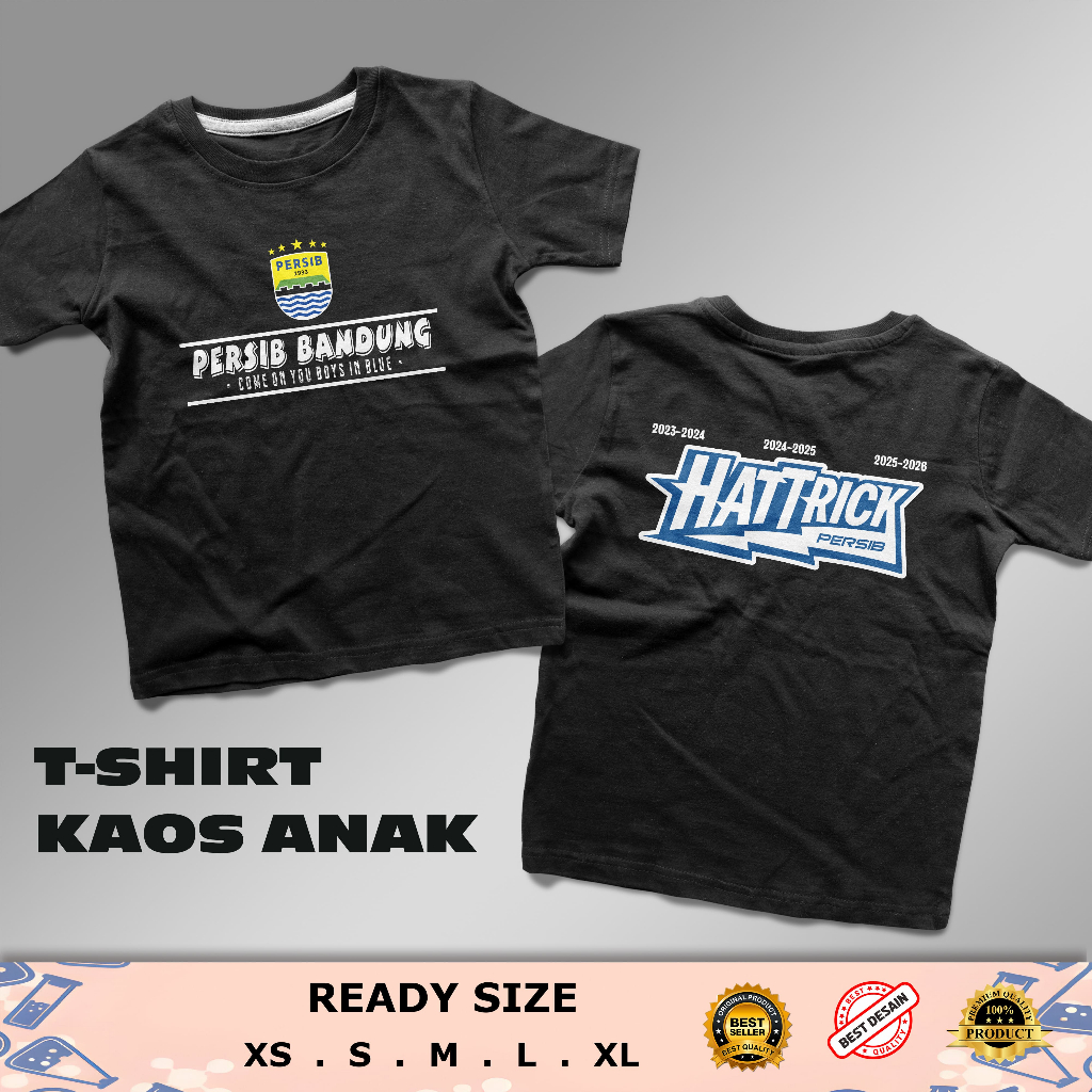 Kaos Anak PERSIB BANDUNG HATTRICK Come On You Boys V2 Desain Keren Baju Distro