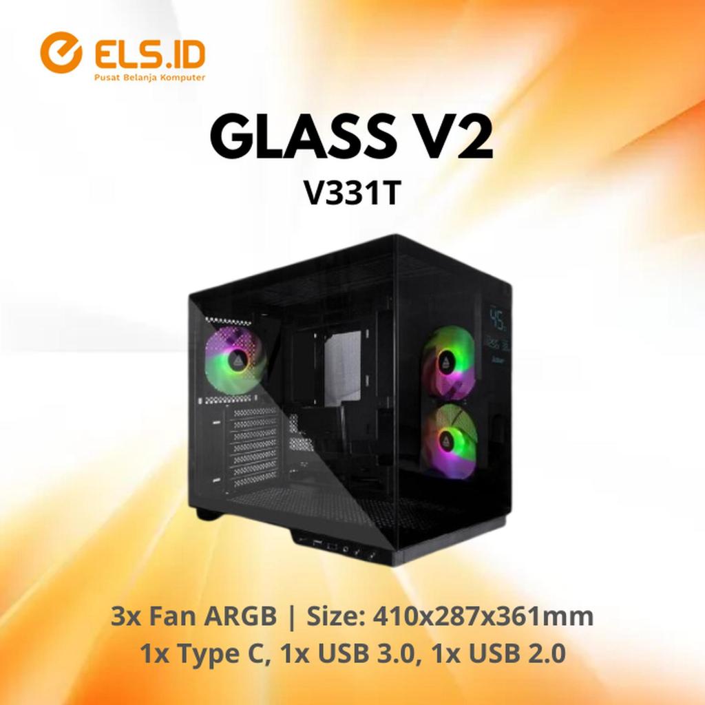 Casing PC Paradox Gaming V331T Glass V2 ATX (Free 3 Fan ARGB)