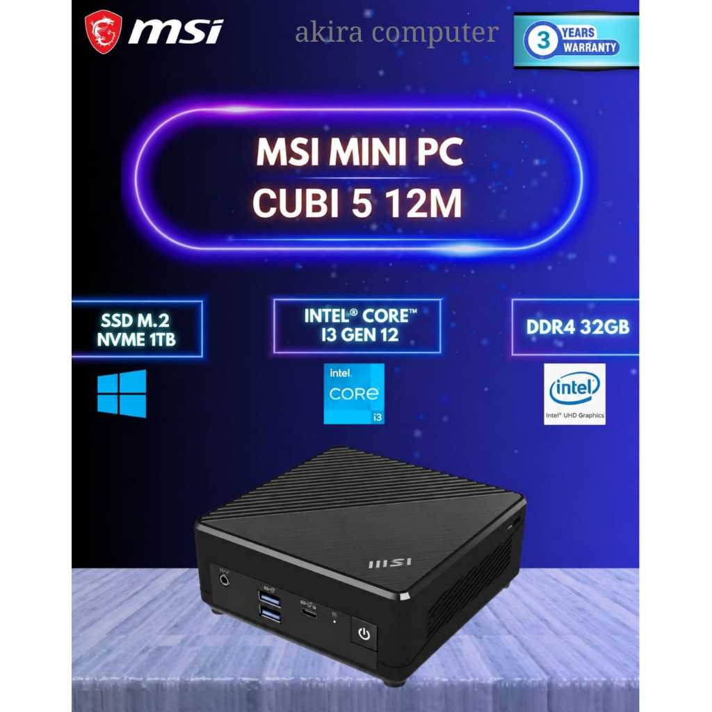 MINI PC MSI I3 GEN 12 FULLSET +WIN 11 +RAM +SSD | MSI CUBI 5 12M | MSI CUBI I3