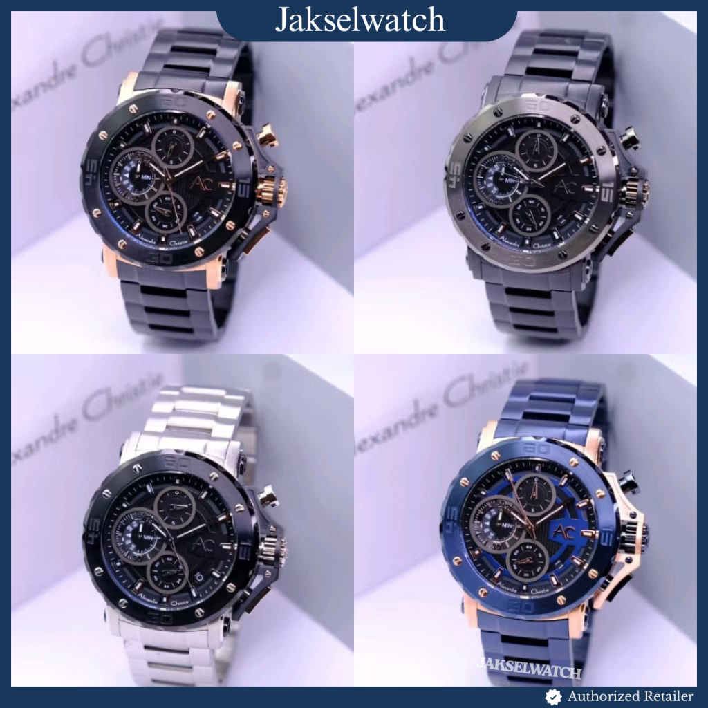 ORIGINAL Jam Tangan Pria Alexandre Christie Collection Rantai Rubber AC9205 AC9601 AC9603