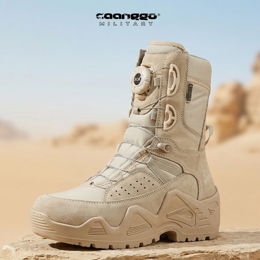 Sepatu PDL Tactical Gurun Model Zohare Force Tali Putar Bahan Kulit Suede
