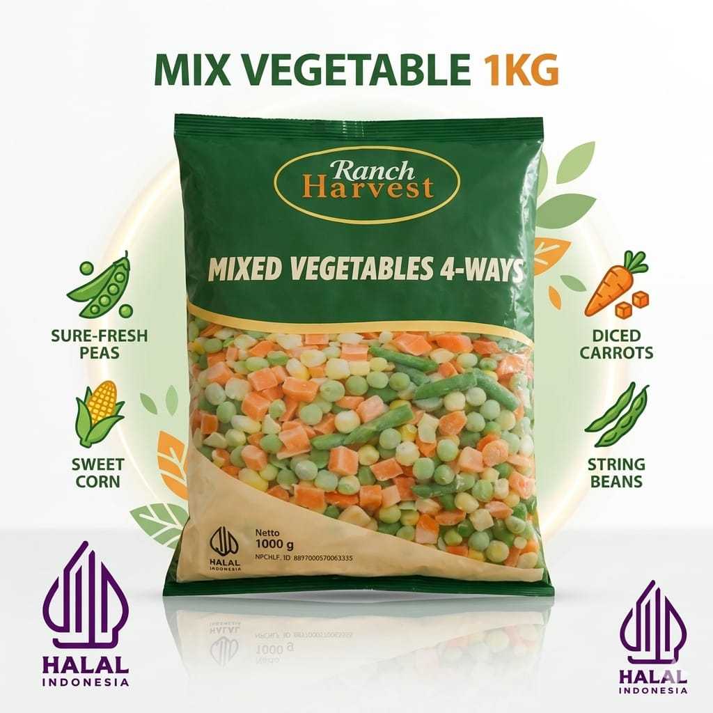Mix Vegetables 1 Kg Harvest Sayuran Beku Import Premium Frozen HALAL
