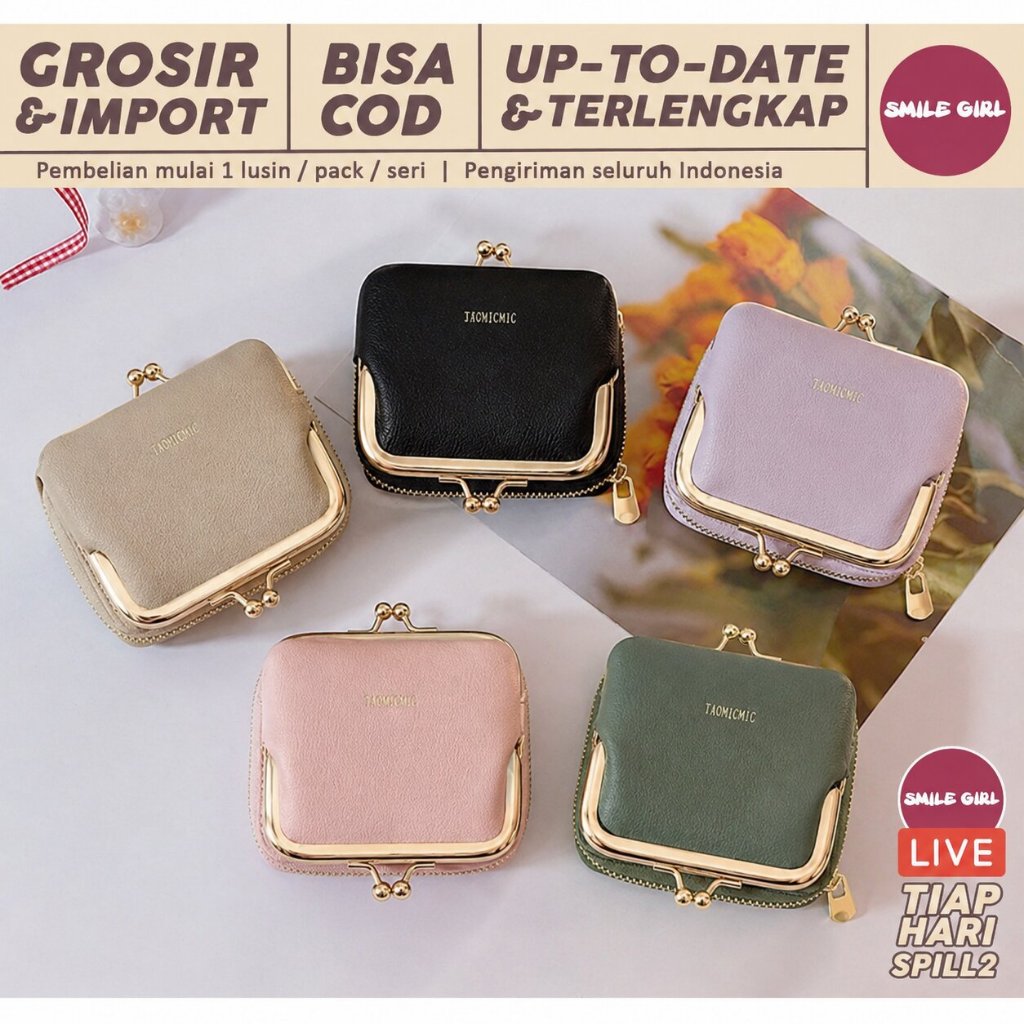 SG | PUSAT GROSIR | 7 PCS - Dompet Kiss Lock Dompet Koin dan Kartu Taomicmic