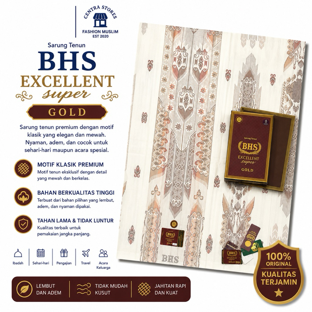 Sarung BHS EXCELLENT Super Jacquard JEA E58 GOLD ORIGINAL