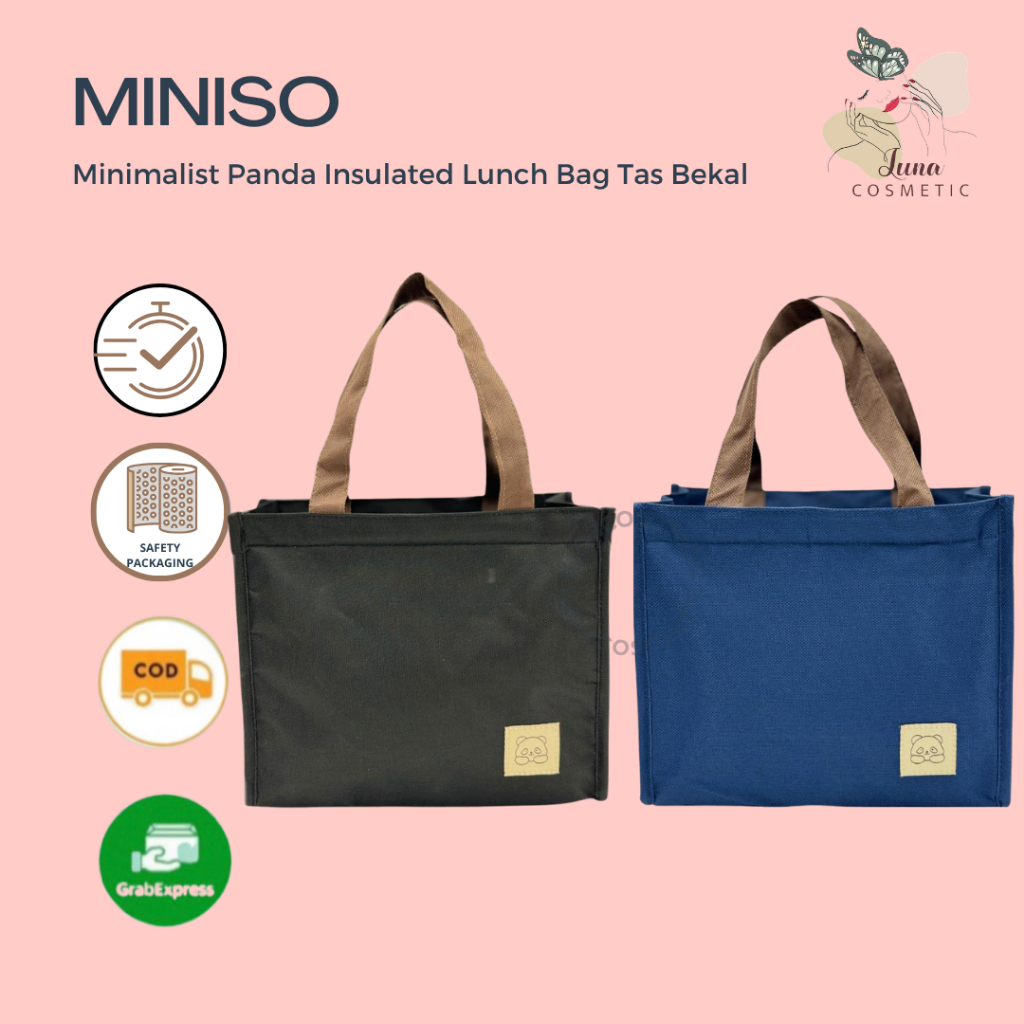 Miniso Minimalist Panda Insulated Lunch Bag Tas Bekal
