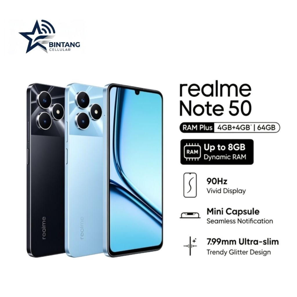 HP REALME NOTE 50 4/64 GB - NOTE 5O RAM 4GB INTERNAL 64GB GARANSI RESMI
