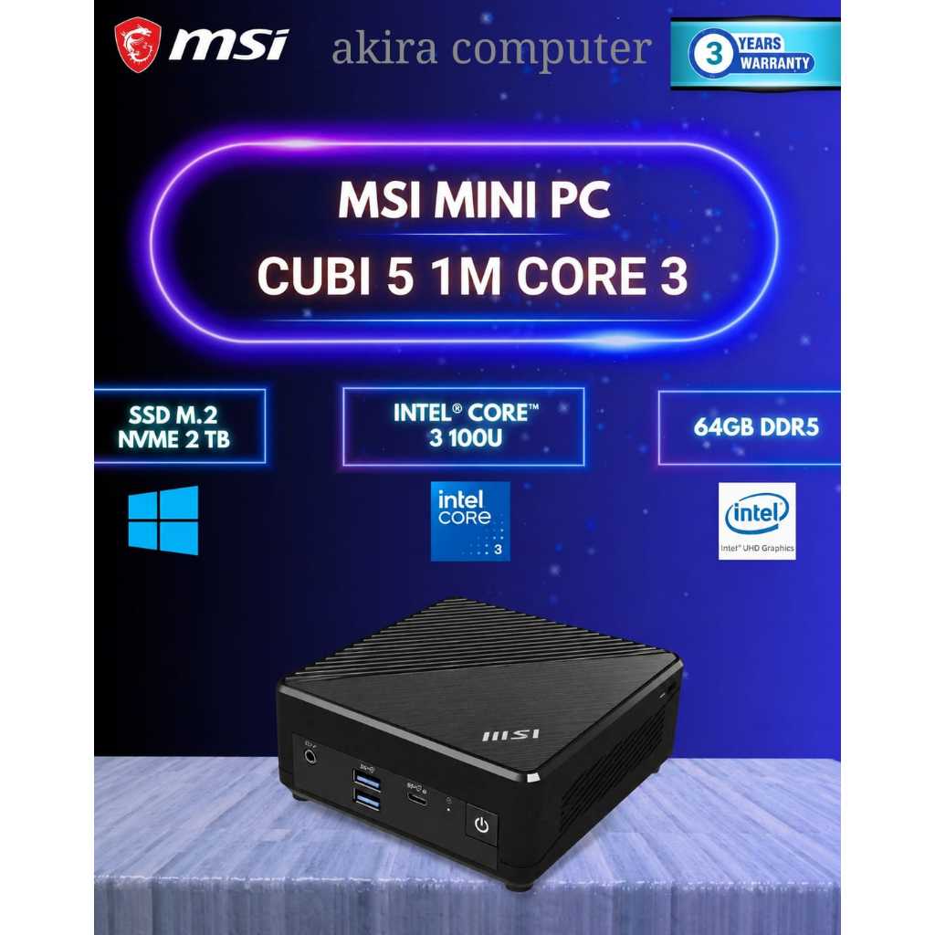 MINI PC MSI CUBI 5 1M CORE 3 100U FULLSET +RAM +SSD | MSI CUBI CORE 3 100U