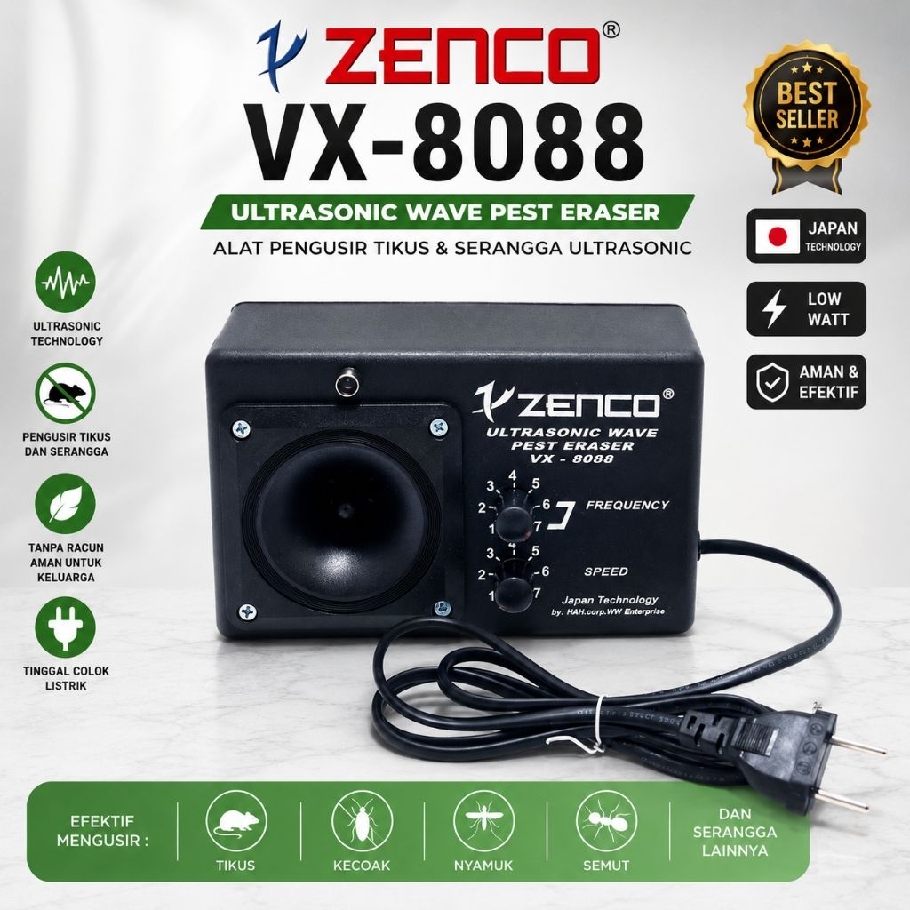 ZENCO VX-8088 Pengusir Tikus Ultrasonic Alat Pengusir Tikus & Serangga Elektrik
