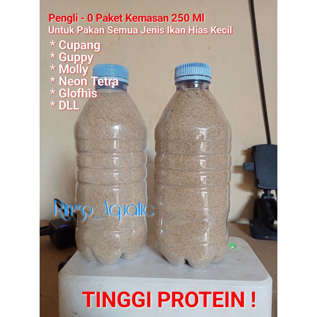 Pengli-0  paket kemasan 250 ml pakan semua jenis ikan hias kecil cupang Guppy molly glofhis neon tet