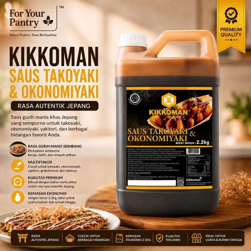Kikkoman Saus Takoyaki Okonomiyaki 2.2kg Saus Jepang Original untuk Takoyaki Okonomiyaki Yakisoba