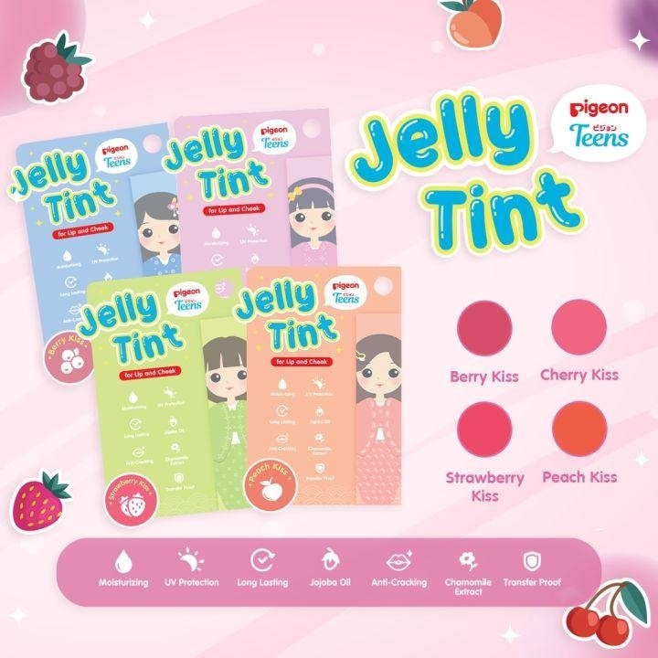Pigeon Teens Jelly Tint All Shades – Berry Kiss, Cherry kiss, Peach Kiss & Strawberry Kiss
