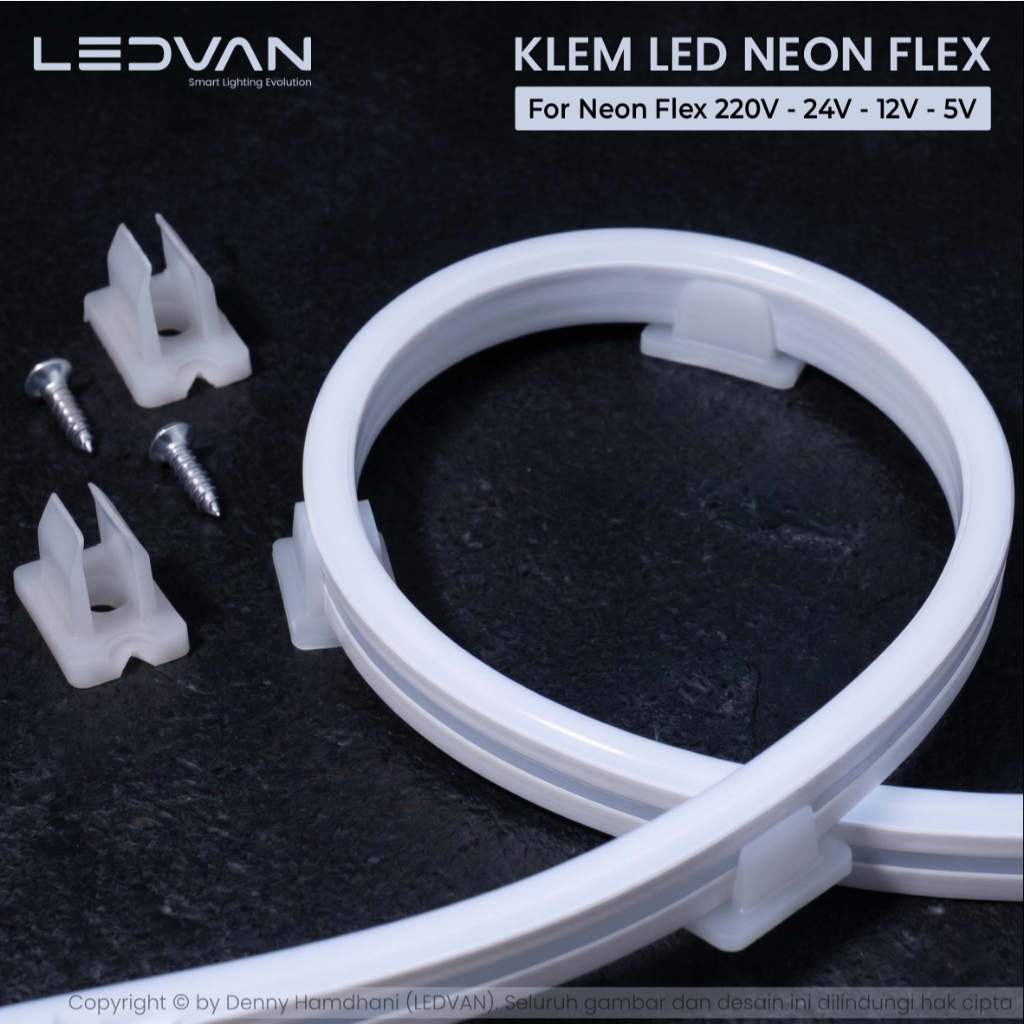 Klem Neon Flex - Bracket Dudukan Lampu Neon Flex 220V 24V 12V 5Volt  6mm 8mm Penjepit lampu Selang s