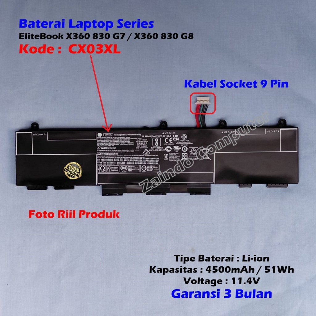 KODE CX03XL LAPTOP HP ELITEBOOK X360 830 G7 ELITEBOOK X360 830 G8 HSTNN-IB9G - ELITEBOOK X360 830 G7