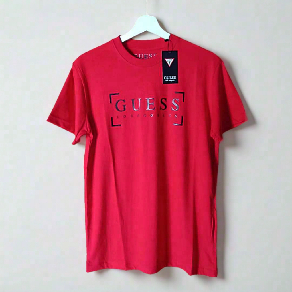kaos guess font hd merah combed 30s