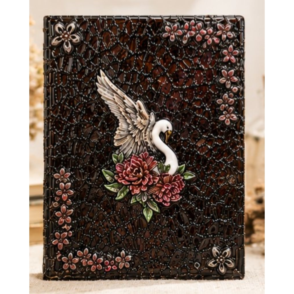 Handmade Binder A5 Custom Cover | Aesthetic Journal Planner Book The Swan