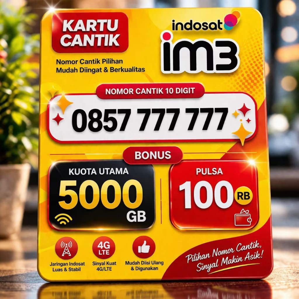 BISA COD KARTU CANTIK INDOSAT 10DIGIT BONUS KUOTA 5000 GB