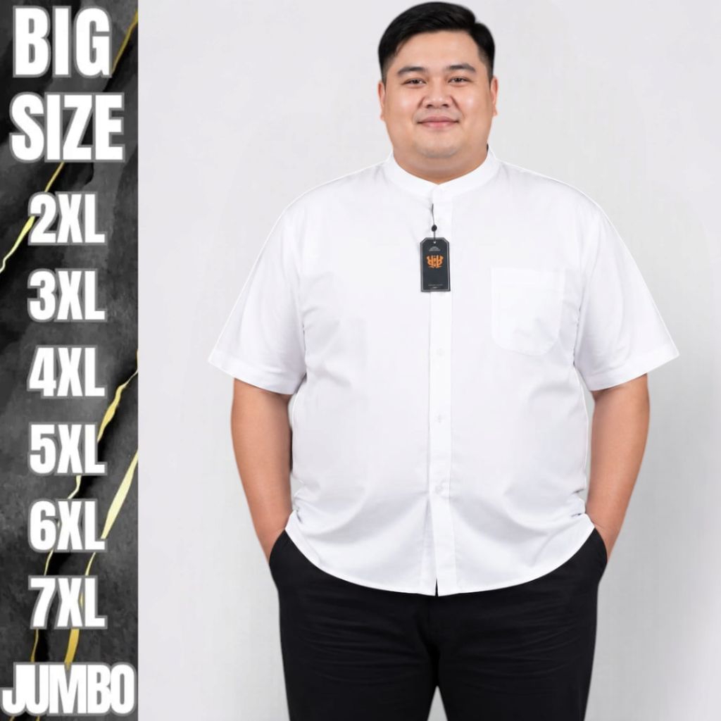 BIGBRAND Kemeja Polo Jumbo Pria Lengan Pendek Kerah Shanghai Big Size